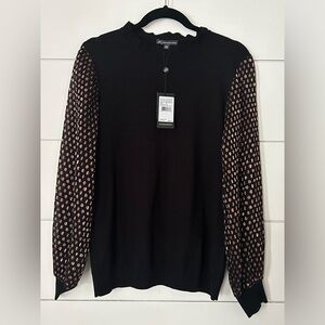 Adrianna Papell Gold Foil Sleeved sweater